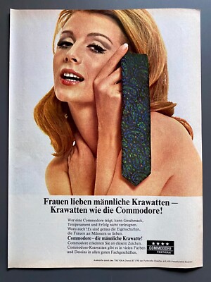 Commodore Männliche Krawatte Frau Original 1967 Vintage Advert Werbung Reklame