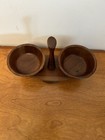Vintage MCM Walnut Wood Spinning Condiment Dish Nut Bowl — photo 2