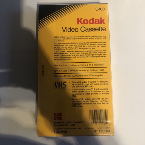 New Blank Kodak E180 VHS Tape - Picture 2 of 2