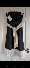 Coast Satin Black Ivory Evening Black Tie Party Dress Size 10 ladies strapless