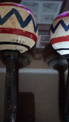 Par de maracas pintadas a mano vintage de recuerdo de Cuba - Imagen 2 de 6