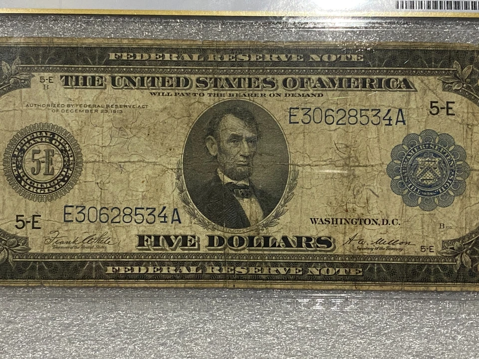 1914 $5 Federal Reserve Note RICHMOND  PCGS 15    COLUMBUS DISCOVERY NOTE - Image 3 of 4