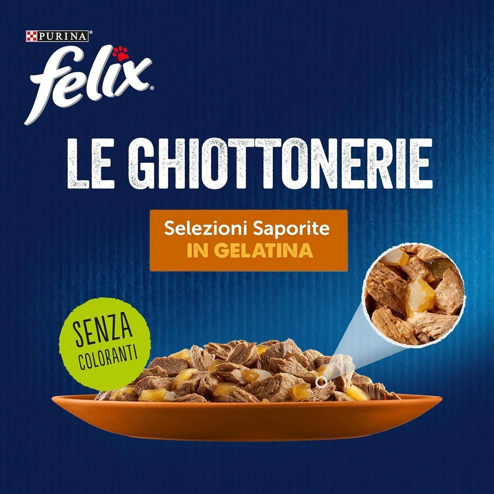 Purina Felix Le Ghiottonerie Wet Food for Cats, Pack of 80 sachets of 85g - Immagine 4 di 4