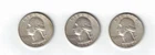 1962P, 1963P, 1964P,  Washington Quarters 3 Coin Lot 90% Silver