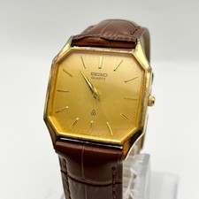 Orologio Uomo SEIKO MON534 Carro Quarzo Oro Nuova Batteria Quadrata dal Giappone