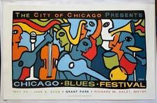 2002 CHICAGO BLUES FESTIVAL POSTER. 26”x16” George Keppler.