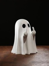 Middle Finger Cute Ghost Statue Small Scary Ghost Figurine Halloween Decors