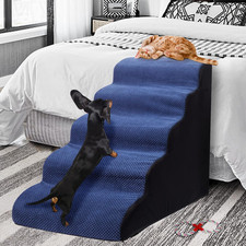Dog Stairs Steps for High Beds up to 28'', 5-Step Dog Ramp for Small Medium Dogs