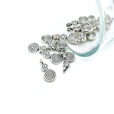 Small Silver Double Spiral Charms, 17x8mm - US Seller