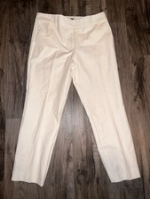 Ann Taylor Women's Ivory Slim Flat Front Dress Pants Twill Stretch Pockets 28"