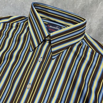 Vintage 1970s 70s Manhattan At Ease Button Up Size XL 17 17 1/2 Shirt Groovy