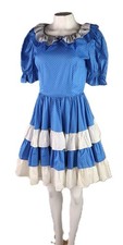 VTG 60s Jeri Bee USA 0 XXS 2XS Square Dance Prairie Polka Dot Knee Dress Blue