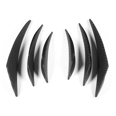 6pcs Carbon Fiber Texture Bumper Fin Canard Splitter Diffuser Valence Spoiler