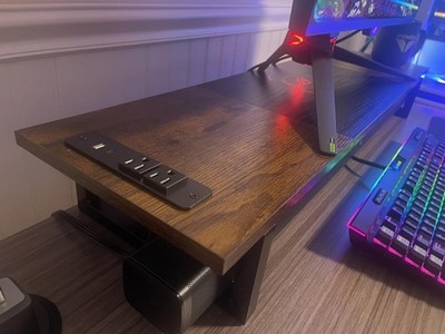Monitor Riser Desk Organizer With USB Charging Ports Drawer Pen Holders, New USA