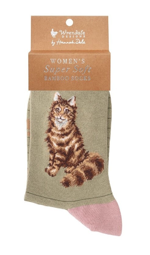 Bamboo Socks Cat Feline Fabulous Super Soft Ladies - Wrendale Size 4-8 Gift Bag