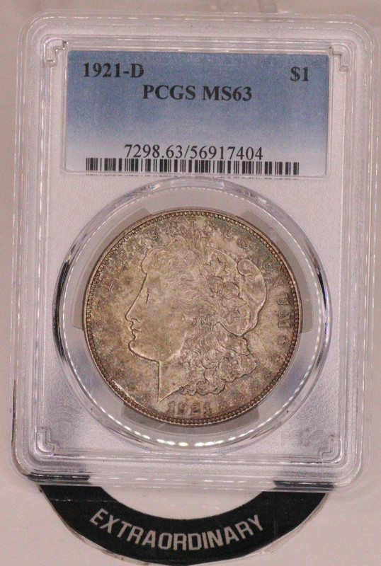 1921-D $1 Morgan Silver Dollar-PCGS MS63 GENUINE BEAUTIFUL COIN