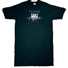 1990s JERZEES Black T Shirt Dress Breckenridge Colorado XL/XXL USA made