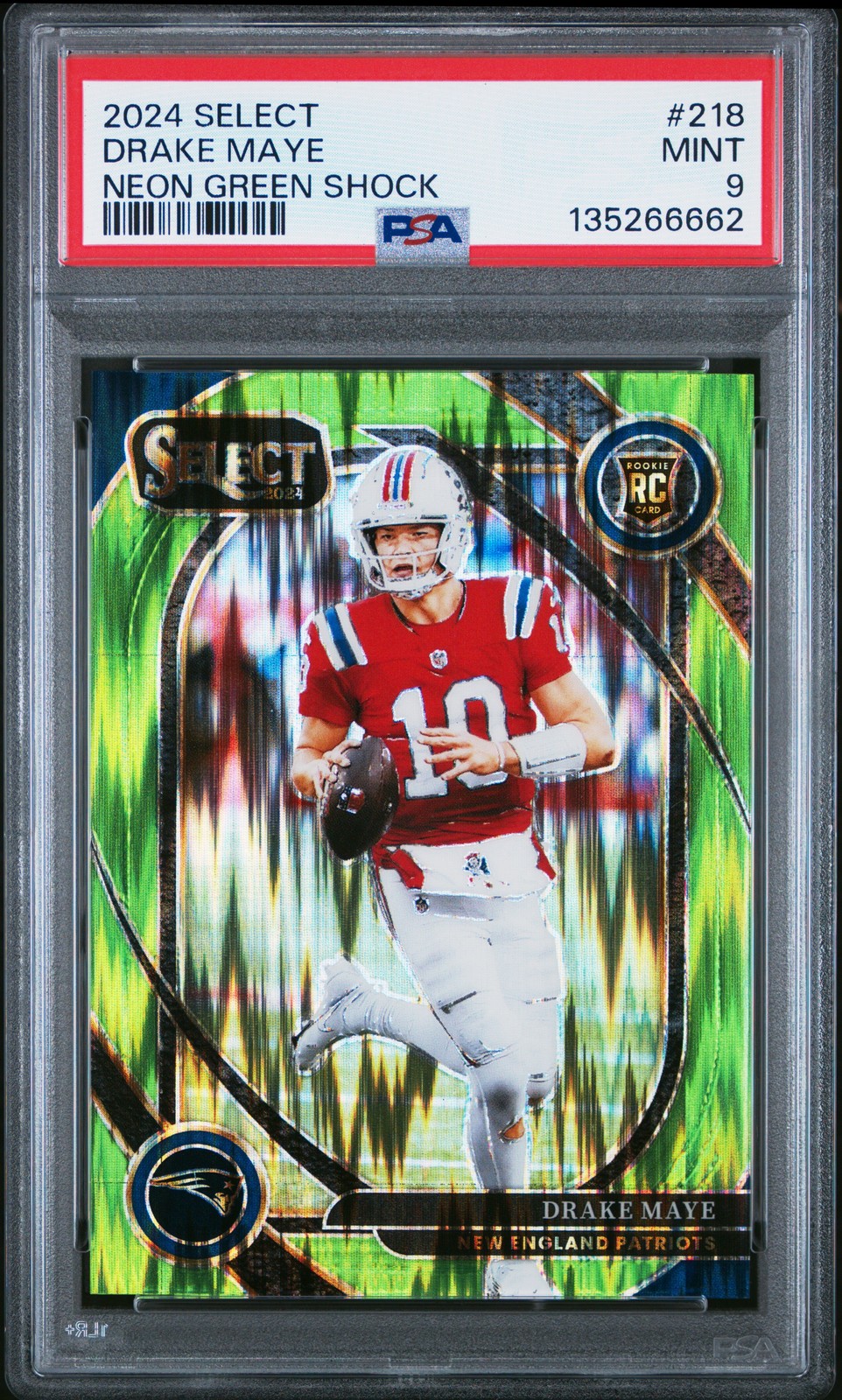 2024 PANINI SELECT NEON GREEN SHOCK #218 DRAKE MAYE 231/499 PSA 9