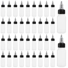 Bekith 40 Pack 1oz Plastic Squeeze Bottles, HDPE Boston Round w/ Twist Caps