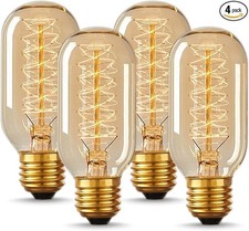 Edison Bulbs,4-Pack Vingtage Filament Light Bulb,T45 4 Count Pack of 1