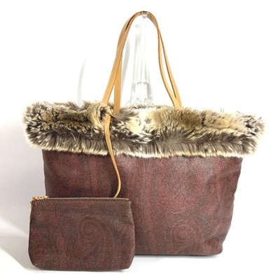 ETRO With porch Paisley pattern logo fur Bag Tote Bag Shoulder Bag