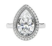 14K Weiss Gold 3.20 Karat Birne Kunstdiamanten Grown Diamant Damen Halo Ring