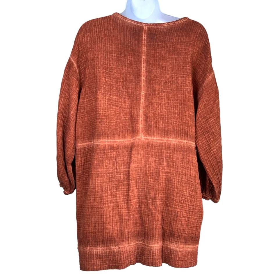 Túnica M. Rena Algodón Gasa Gran Tamaño Talla Mediana Lagenlook Minimalista Fluida Boho Foto 3 de 4