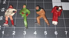 4 Vintage Barclay Lead Ice Skating Figures Lot USA Christmas Original
