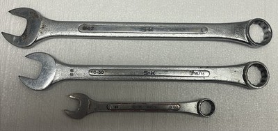 Lot Of 3 SK Tools Combination Wrenches, C20, C30, C32, 5/8, 15/16, 1 Inch, USA