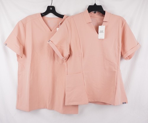 FIGS Women's Pink Red & White Scrub Tops Sizes XS S M L XL & 2XL Lot of 10 - Picture 11 of 16