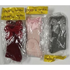 Childs Socks Size Small Lot of 4 Pair Knee High Winter Gray Red Pink Bows