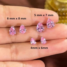 Teardrop Pink Cubic Zirconia Stud Earrings 925 Sterling Silver Women Bridal Gift
