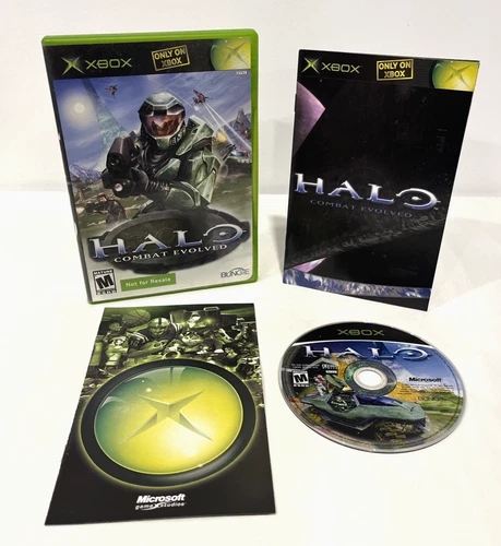 HALO COMBAT EVOLVED MICROSOFT XBOX COMPLETE ORIGINAL SET W/ MANUALS 2001 BUNGIE