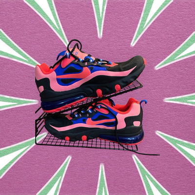 Nike Air Max 270 React Sunset Pulse Black Red Pink -Size 5.5Y-aj