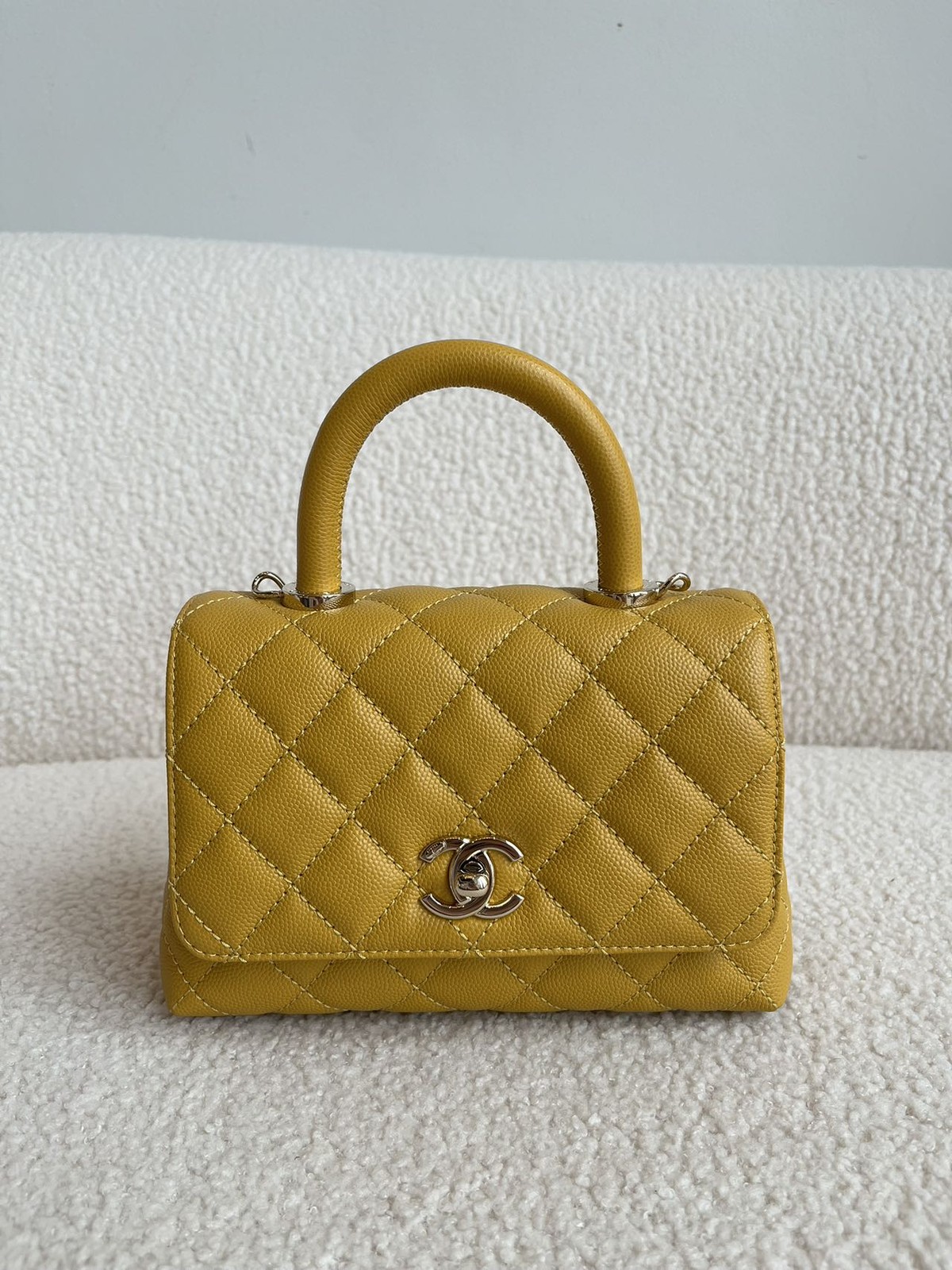 Chanel Caviar Quilted Extra Mini Coco Handle Flap Yellow image 4