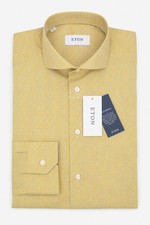 Men Eton Shirt Extream Cutaway Single Cuff Poplin Slim Fit Size 39 15.5