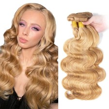 P27/613 Human Hair Bundles Highlight Honey Blonde Body Wave Bundles 18 20 22 ...