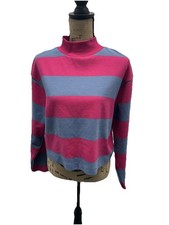 DOLAN Pink & Blue Rugby Mock-Neck Pullover, M