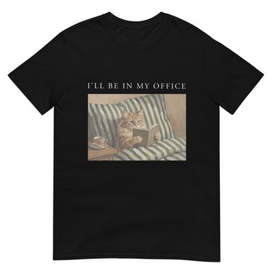 I'll Be in My Office Retro Cat Reading Book Nerd Read Reader T-Shirt