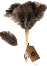 Ddzmz Genuine Ostrich Feather Duster Fluffy Natural With Wooden Handle 16"