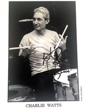 Rolling Stones Charlie Watts Signed Autographed 8x10 Drums Photo 2004 ACOA