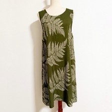 Makai Beach Palapalai Olive Palm Print A Line Dress Green Size L