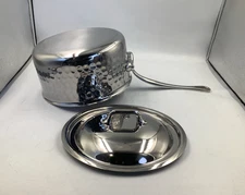 Mauviel M'Elite 5-Ply Hammered Polished Stainless Steel Sauce Pan. 3.4-qt