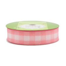 Member's Mark Premium Wired Ribbon 50 Yards 1-1/2 in Width, Pink Checkered