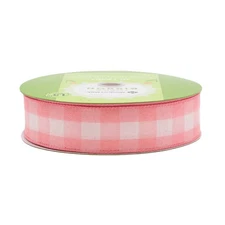 Member's Mark Premium Wired Ribbon 50 Yards 1-1/2 in Width, Pink Checkered