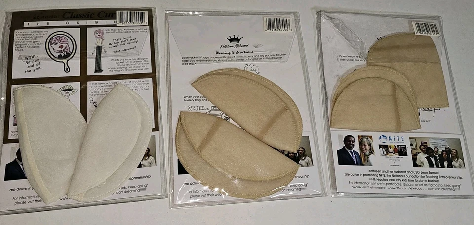 Lote 3 Nuevas Almohadillas Formadoras de Hombro Kathleen Kirkwood Micro Borde Elegante Elegante Clásico Foto 2 de 2