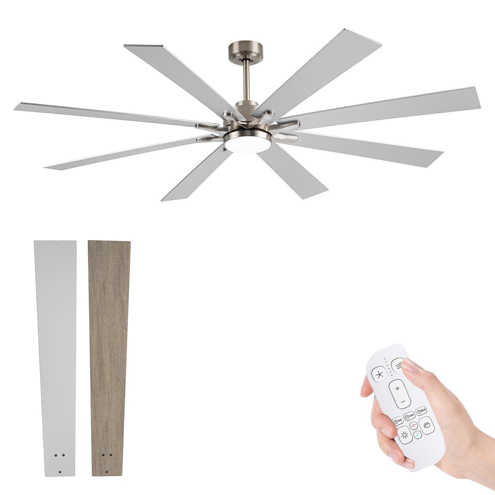 72-Inch Modern Industrial Ceiling Fan with 8 Dual-Finish Blades for Large Spaces