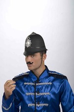 BOBBY HELMET BRITISH UK KEYSTONE COP POLICEMAN COSTUME HAT CAP ENGLISH BLACK