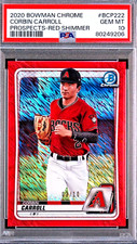 2020 Bowman Chrome Corbin Carroll RC Rookie Color Match Red Shimmer /10 PSA 10