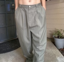 Vintage Norton McNaughton Army Green Pleated Trouser Pants Size 14 For Women